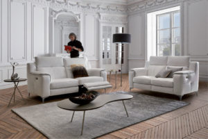 Canapé relaxation en cuir blanc design